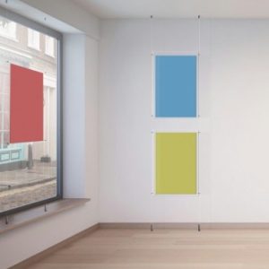 Ceiling to Floor Clear Cord Displays, Hanging System