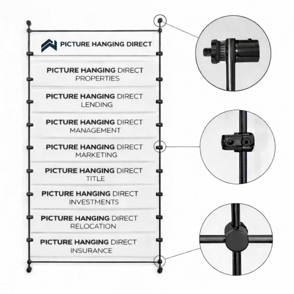 flush to wall suspended acrylic sign rod display kit