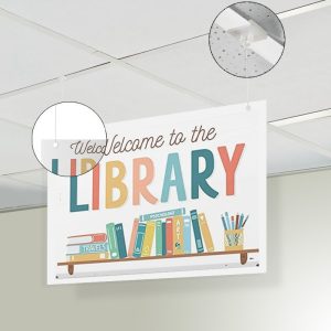suspended ceiling hanging sign kit clear cord grid clips