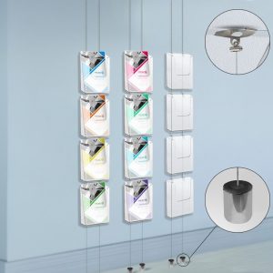 suspended twist ceiling to floor brochure holder display kit