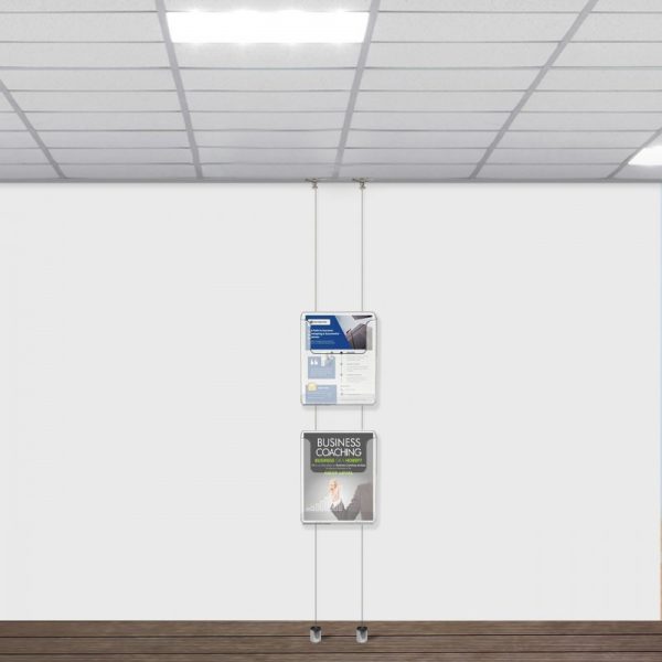 suspended twist ceiling to floor brochure holder display kit