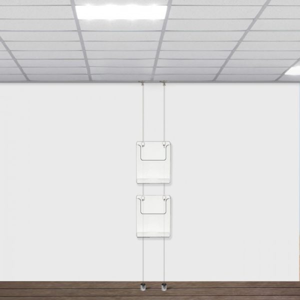suspended twist ceiling to floor brochure holder display kit