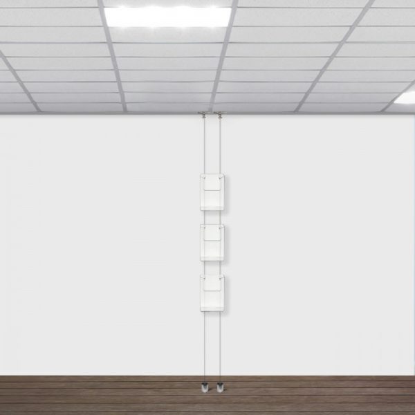 suspended twist ceiling to floor brochure holder display kit